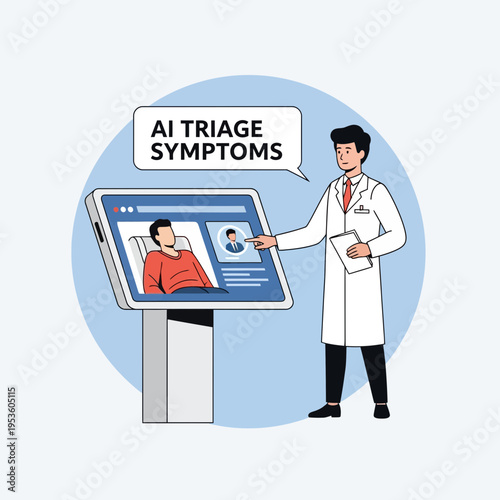 Doctor Utilizing AI Triage Symptoms System for Patient Diagnosis and Healthcare Analysis