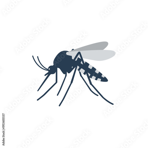 A stylized mosquito illustration with its proboscis extended