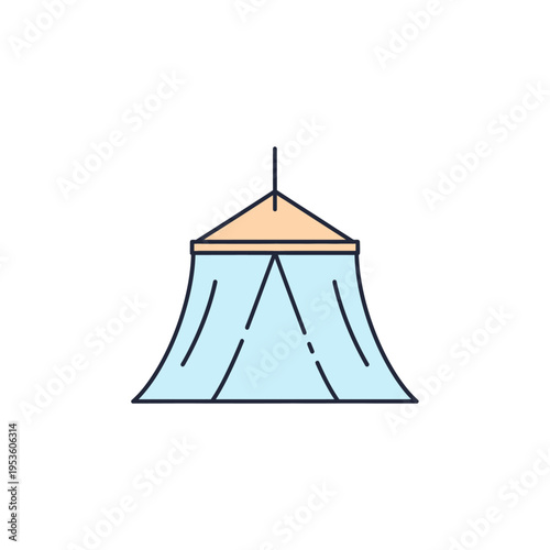 Canopy for a bed in a flat design concept for sleep and decor