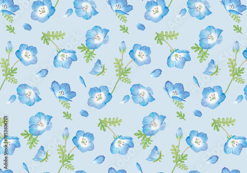 青いネモフィラのシームレスパターン