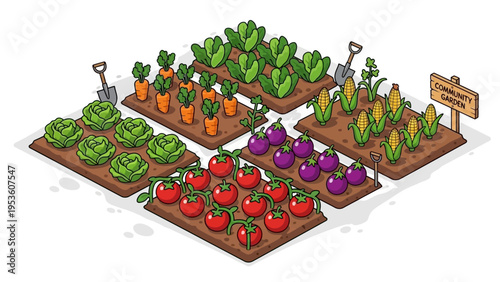 Vegetable Garden with Various Crops Growing.