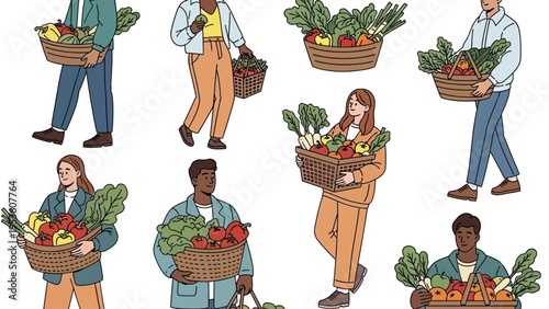 People Holding Baskets of Fresh Produce.