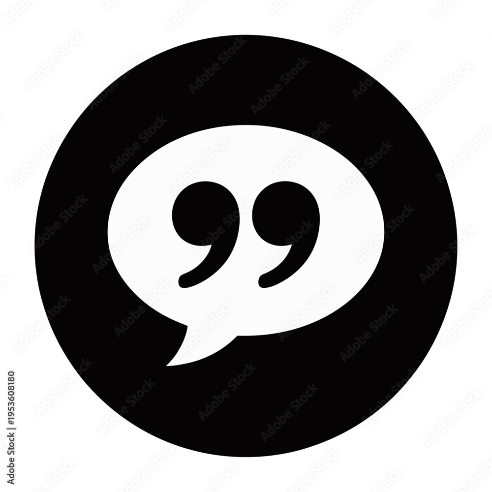 Obraz premium Minimalist vector icon of a speech bubble with quotation marks