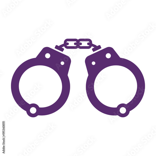 Vector of purple handcuffs with an open lock mechanism in the middle