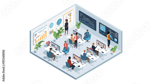 A determined woman concentrates on her laptop in a bright, minimalist workspace. Perfect for illustrating remote work, productivity, or technology-foc