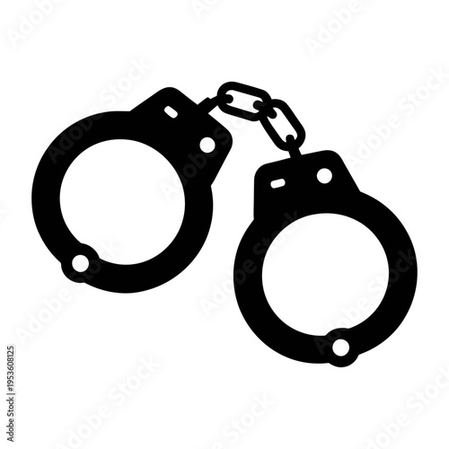 Vector of open handcuffs with a chain connecting them