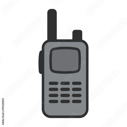 Vector of a gray walkie-talkie handheld transceiver communication device