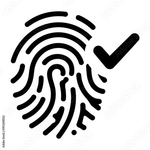 Vector of a fingerprint with a checkmark next to it