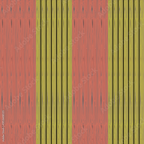 Seamless Vertical Wood Slat Pattern with Salmon Pink and Yellow-Green Timber Grain
