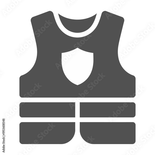 Vector of a sleek black bulletproof vest with a shield symbol for protection