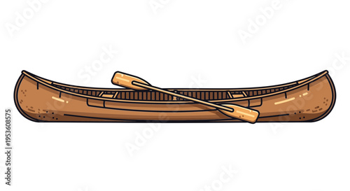 Canoe and Paddle Illustration