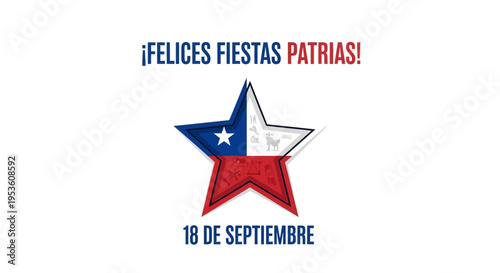 Chilean Independence Day Star Emblem Feliz 18 Septiembre