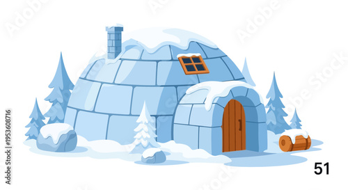 Cozy Igloo Home in Snowy Landscape with Pine Trees
