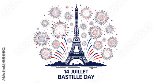 Eiffel Tower Fireworks Bastille Day Celebration Paris France