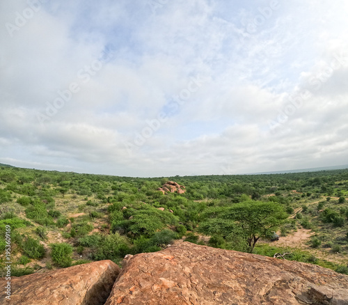 View of Sera's wilderness from the top of a kopje in Samburu, Kenya.