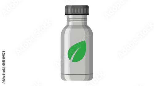 Clear Glass Bottle with Green Leaf Label.