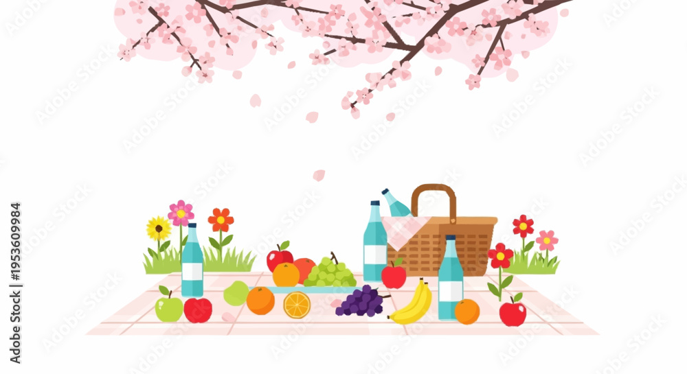 Obraz premium Springtime outdoor scene with colorful gardening tools flowers and trees in a vibrant and lively garden setting for leisure and outdoor activities