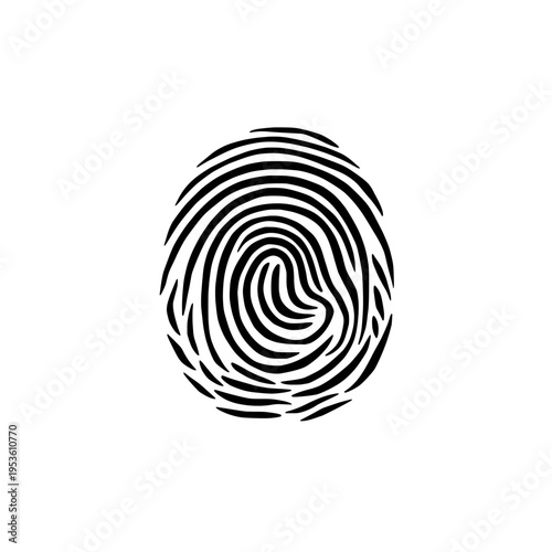 Fingerprint icon logo design. Biometric scan sign and symbol. Hand drawn thumbprint icon. Security and identification access.