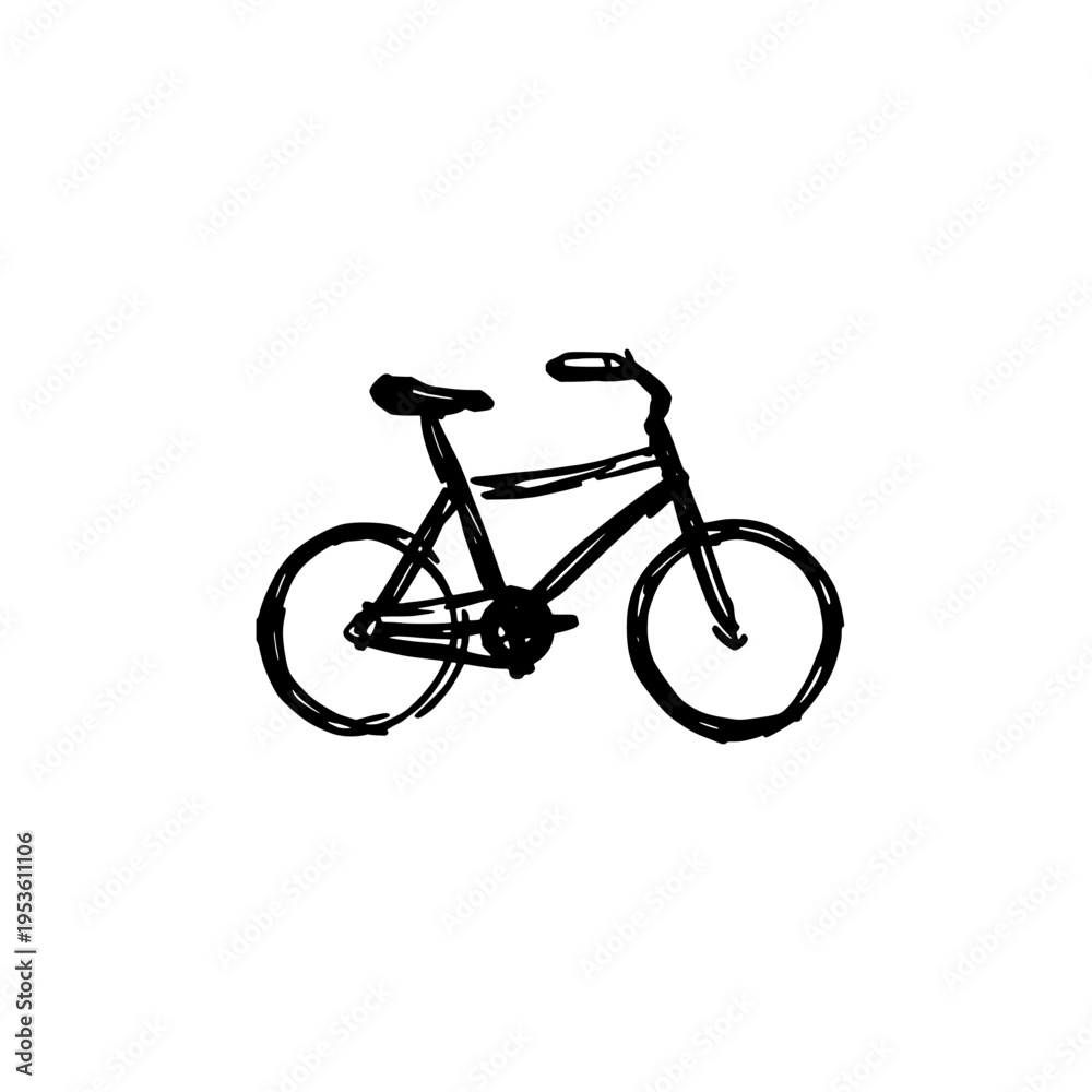 Fototapeta premium Bicycle icon logo design. Hand drawn bike sign and symbol. Doodle bicycle icon. Cycling and transport vector illustration.