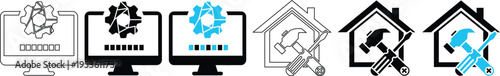 Professional Home Repair and Computer Technical Service Maintenance Vector Icon Set