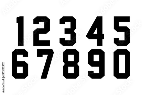 Sport numbers set. Athletic digit font. Varsity style numbers symbol. Vector illustration.