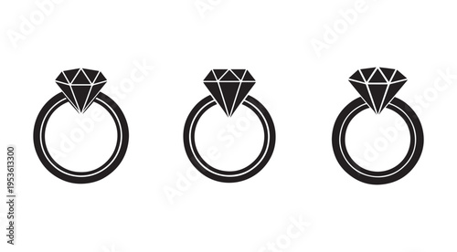 Blackandwhite diamond rings with different diamond settings  jewelry icons