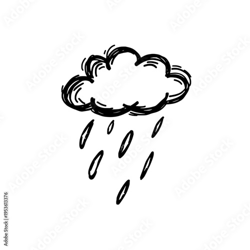 Rain cloud icon logo design. Cloud and rain sign and symbol. Weather icon. Hand drawn doodle style for forecast or app.