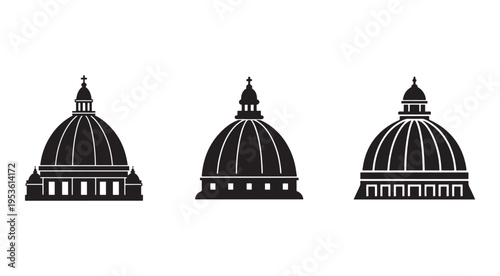 Dome architectural silhouettes  iconic building designs  domed structures  various architectural styles