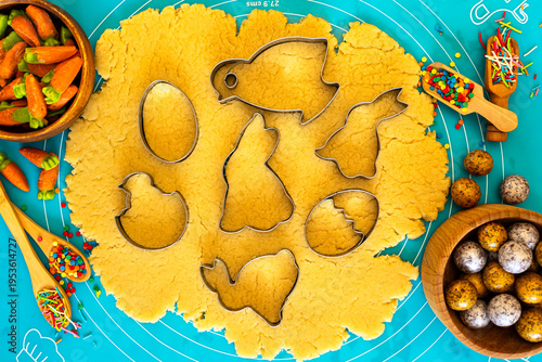 Easter cookie crafting involves creating festive treats by cutting shortcrust dough into traditional shapes like bunnies, eggs, and chicks using special cookie cutters, following detailed traditional 