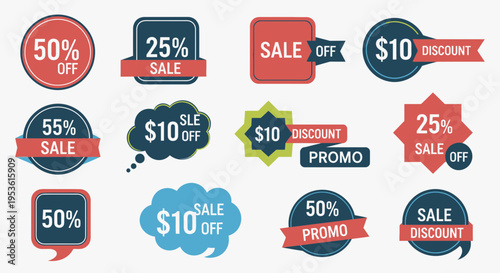 Sale discount promo labels and stickers.