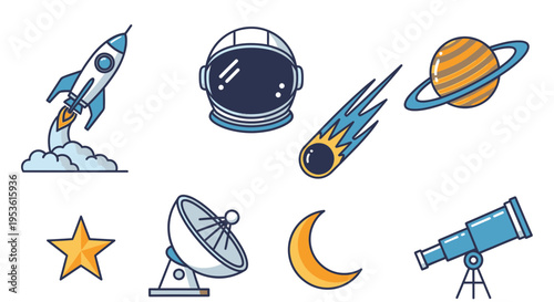 Space icons with astronomy symbols 2.