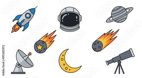 Space objects and astronomy equipment 8.