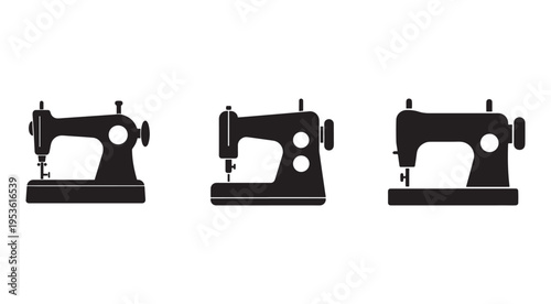 Sewing machine silhouettes for design and crafting projects  various simple black sewing machines