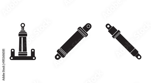 Shock absorber icon set  vehicle suspension system components  mechanical parts