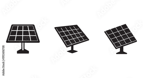 Solar panels on stands in different angles for renewable energy generation  clean tech  sustainable power