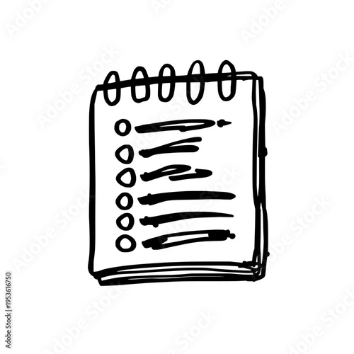 Notebook icon logo design. Contact list sign and symbol. Address book icon. Hand drawn doodle diary for personal notes and organization.