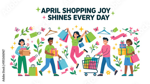 Happy Shoppers Enjoying April Shopping Joy