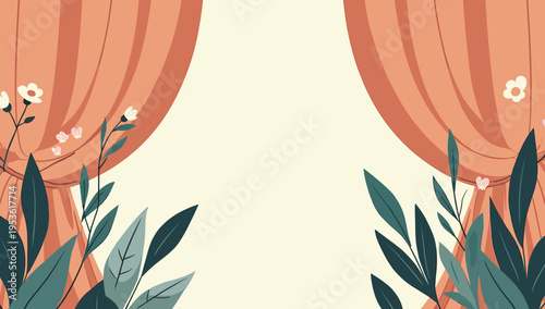 A charming botanical illustration featuring lush foliage and delicate butterflies. Perfect for conveying themes of nature, growth, and serenity in des