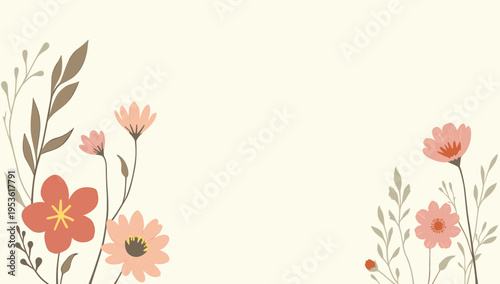 A delicate floral illustration evokes a sense of calm and natural beauty. Ideal for backgrounds, website elements, or spring-themed marketing material