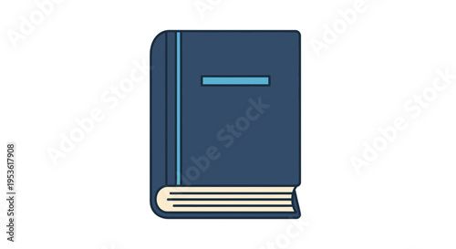 Closed blue hardcover book with pages.