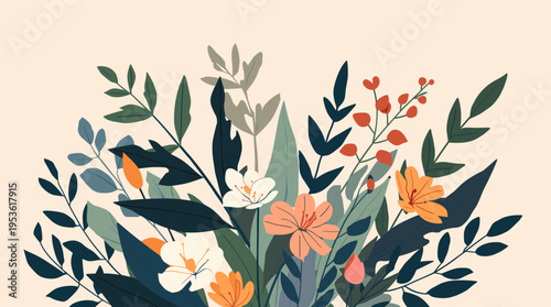 A serene and simple image of dark floral shapes against a neutral background. Ideal for branding, wellness, or adding a touch of organic elegance to d
