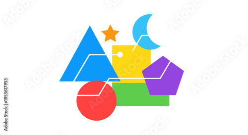 Colorful geometric shapes toy train.