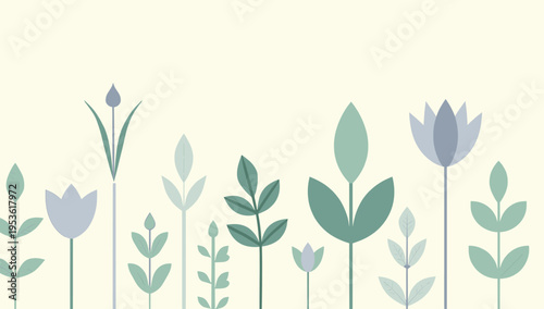 A delicate and simple floral illustration evokes feelings of peace and growth. Ideal for backgrounds, websites, or branding needing a fresh, calming a