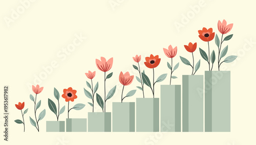 A calming, flat-style floral illustration perfect for wellness branding, website backgrounds, or social media graphics. The muted tones create a seren