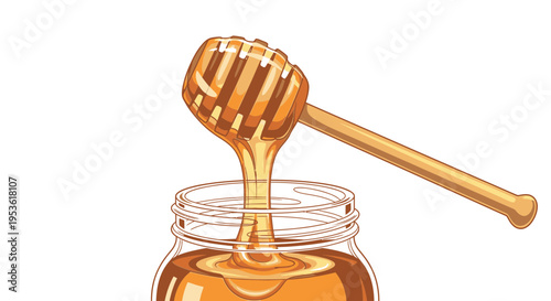 Honey dripping from dipper into jar 5.