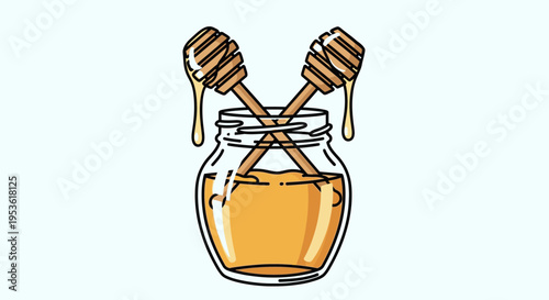 Honey in a glass jar 3.
