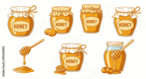 Honey jars and dipper utensils 1.