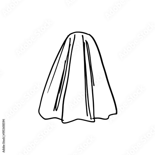 Wedding veil icon logo design. Bridal veil sign and symbol. Wedding veil icon. Hand drawn doodle style illustration for marriage and bridal shower.