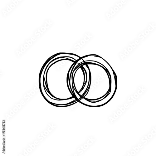 Wedding rings icon logo design. Marriage ring sign and symbol. Intertwined rings icon. Engagement and jewelry store use.