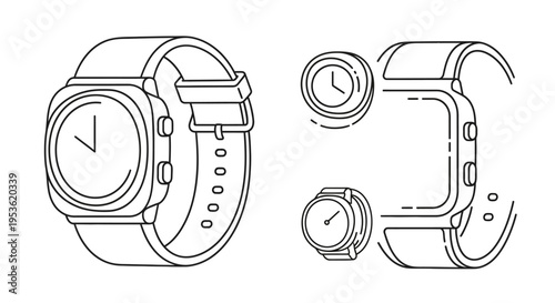 Smartwatch Design with Multiple Views.